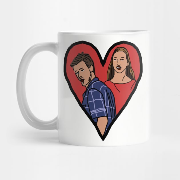 Distracted Boyfriend Meme Couple in Heart Valentines Day by ellenhenryart